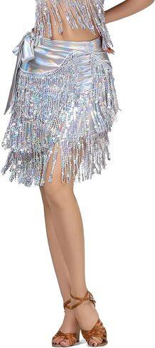 Sequin Fringe Skirts for Women Teens Sparkly Tassel Festival Rave Wrap Skirt Latin Belly Dance Hip Scarf in Saudi Arabia