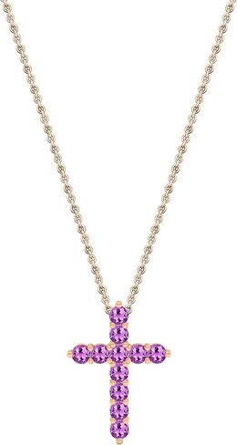Dazzlingrock Collection Round Gemstone or Diamond Cross Pendant with 18 inch Chain for Her in Solid Gold in Saudi Arabia