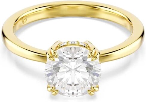 Swarovski Stilla Attract cocktail ring, Round cut, White, Gold-tone plated in Saudi Arabia