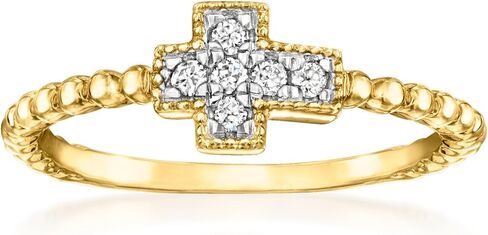 Ross-Simons 0.10 ct. t.w. Diamond Cross Beaded Ring in 18kt Gold Over Sterling in Saudi Arabia