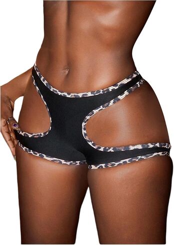 WDIRARA Women's Cut Out Booty Shorts Sexy Leopard Low Rise Micro Shorts Clubwear in Saudi Arabia
