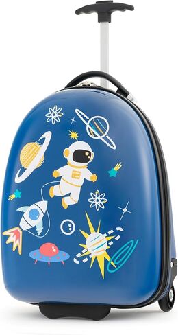 Goplus Kids Luggage, 16’’ Carry On Suitcase with Wheels, Waterproof Hard Shell, Lightweight Rolling Luggage for Travel, Birthday Christmas Gifts for Toddlers, Children, Boys, Girls (Blue-Astronaut) in Saudi Arabia