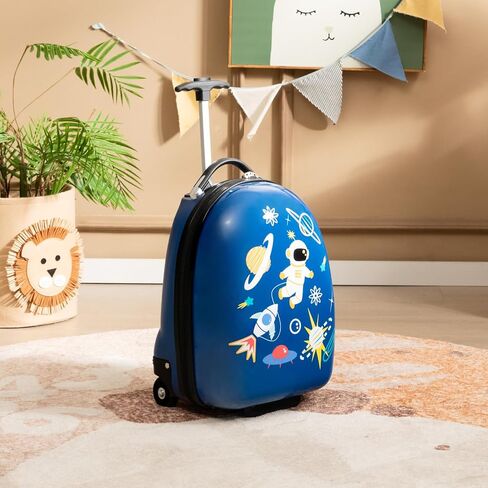 Goplus Kids Luggage, 16’’ Carry On Suitcase with Wheels, Waterproof Hard Shell, Lightweight Rolling Luggage for Travel, Birthday Christmas Gifts for Toddlers, Children, Boys, Girls (Blue-Astronaut) in Saudi Arabia