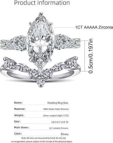 مجموعات خواتم الزفاف الفاخرة للنساء ماركيز 1CT AAAAA تشيكوسلوفاكيا مطلية بالذهب الأبيض S925 فضة خاتم الخطوبة الزفاف الفرقة in Kuwait