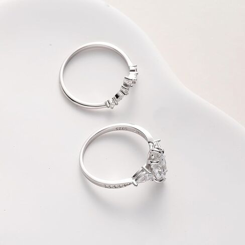مجموعات خواتم الزفاف الفاخرة للنساء ماركيز 1CT AAAAA تشيكوسلوفاكيا مطلية بالذهب الأبيض S925 فضة خاتم الخطوبة الزفاف الفرقة in Kuwait