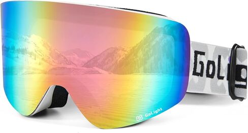 OTG Ski Goggles, Over Glasses Ski Goggles for Men Women, Frameless 100% UV Protection Anti Fog Unisex Snow Winter Goggles, for Snowboarding Snowmobile Skydiving, Full Green Revo, YG-83 in Kuwait