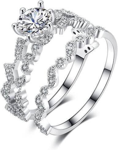 Silver Plated Princess Cut Created Pink Topaz CZ Cubic Zirconia Pave Filled Wedding Engagement Proposal Women's Ring 2PCS Halo Set Band for Mom Bridal Lover 9# in Saudi Arabia