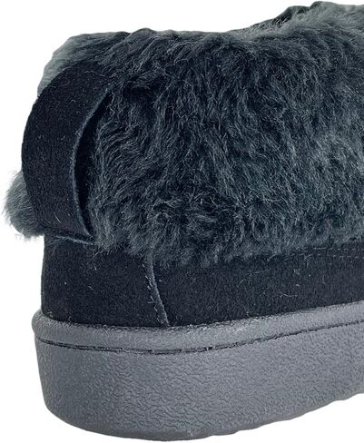 Clarks Womens Slipper Suede Ankle Bootie JMH1883 -Plush Faux Fur Collar and Lining - Indoor Outdoor House Slippers For Women (7 M US, Black Suede) in Saudi Arabia