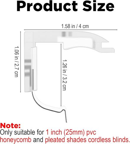 4 Pcs Mounting Bracket with Metal Clip, Cordless Shade Bracket Blinds Replacement Parts Brackets for Blinds Only for 1" (25mm) Cordless Pleated Shades in Saudi Arabia