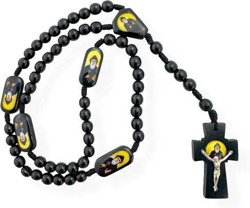 مجموعة Novena en Honor a San Charbel Libro Espanol con Rosario de Madera Negro كتاب صلاة مسبحة من الخشب الأسود مكون من قطعتين in Kuwait