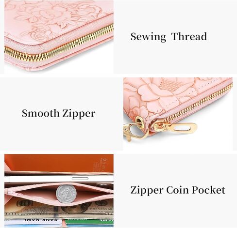 Wallet Women Clutch Leather Wristlet Wallet Fashion Embossed RFID Blocking Credit Card Holder with Strap in Saudi Arabia