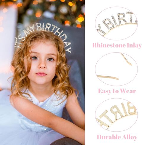 It's My Birthday Headband for Women, Rhinestone Birthday Crown, Gold Crown for Women, Princess Birthdays Tiara Accessories in Saudi Arabia