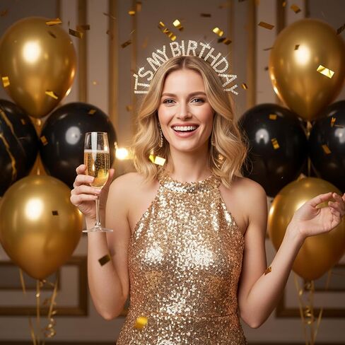 It's My Birthday Headband for Women, Rhinestone Birthday Crown, Gold Crown for Women, Princess Birthdays Tiara Accessories in Saudi Arabia