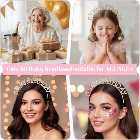 It's My Birthday Headband for Women, Rhinestone Birthday Crown, Gold Crown for Women, Princess Birthdays Tiara Accessories in Saudi Arabia