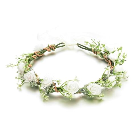 Girls First Holy Communion Veil White Rose Flower Headband Christening Headpiece(White) in Saudi Arabia