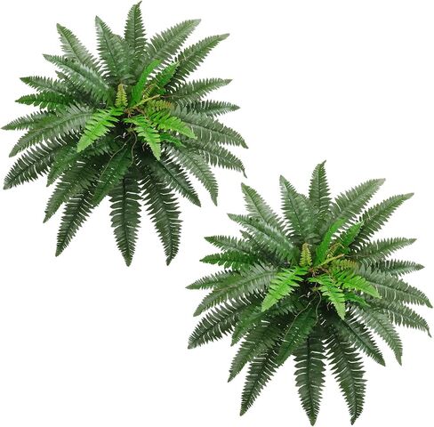 36" Artificial Boston Ferns Bush Plants, Set of 2, Large Faux Ferns Hanging Decor with 39 Fronds, Fake Vines Indoor Or Outdoors Planter for Home and Office Decor in Saudi Arabia