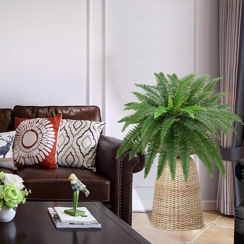 36" Artificial Boston Ferns Bush Plants, Set of 2, Large Faux Ferns Hanging Decor with 39 Fronds, Fake Vines Indoor Or Outdoors Planter for Home and Office Decor in Saudi Arabia