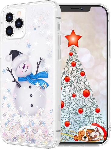 Maxdara Christmas Case for iPhone 11, Merry Christmas Snowman Pattern Glitter Liquid Bling Sparkle Cute Case for Girls Children Women Gifts Christmas Case for iPhone 11 6.1 inches(Snowman) in Kuwait