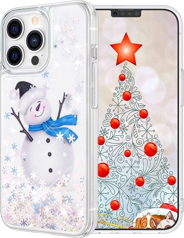 Maxdara Christmas Case for iPhone 11, Merry Christmas Snowman Pattern Glitter Liquid Bling Sparkle Cute Case for Girls Children Women Gifts Christmas Case for iPhone 11 6.1 inches(Snowman) in Kuwait