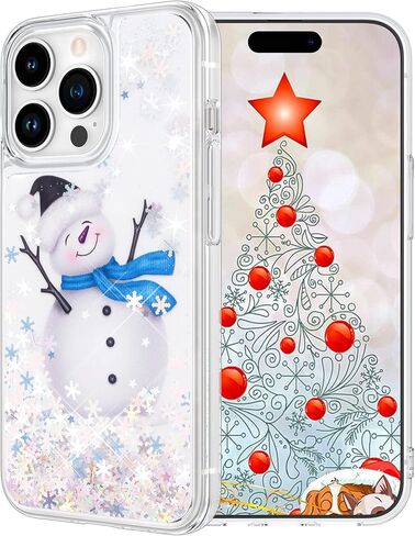 Maxdara Christmas Case for iPhone 11, Merry Christmas Snowman Pattern Glitter Liquid Bling Sparkle Cute Case for Girls Children Women Gifts Christmas Case for iPhone 11 6.1 inches(Snowman) in Kuwait