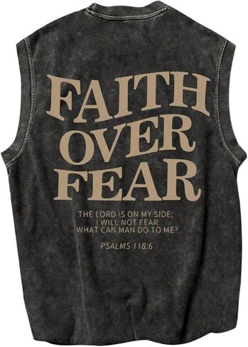 Men's Vintage Letter Graphic Washed Tank Top Crew Neck Sleeveless Cut Off T Shirt Streetwear in Saudi Arabia