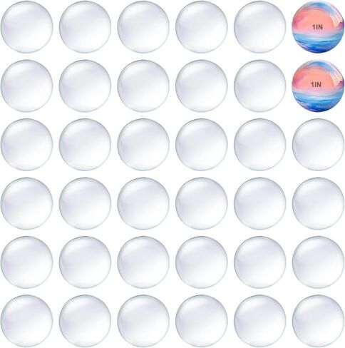 Spiso Clean Glass Cabochons 2Inch - Round Flat Back Domes for Jewelry Making DIY Crafts (50MM, 25-Pack) in Kuwait