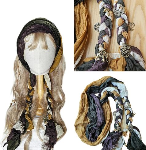 handmade Boho Gypsy dread wrap for Women Gradient Colored scarf Hippie Hair extention braids in Saudi Arabia