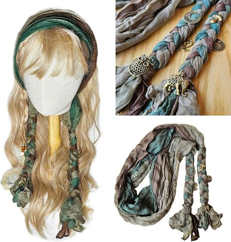 handmade Boho Gypsy dread wrap for Women Gradient Colored scarf Hippie Hair extention braids in Saudi Arabia