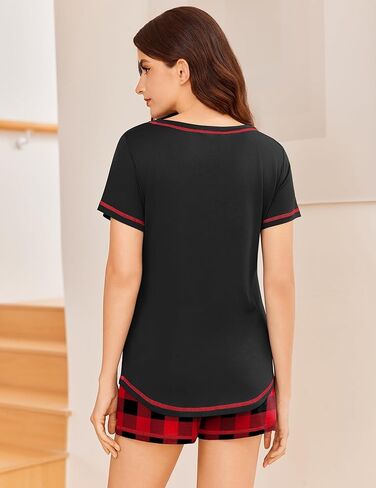 Ekouaer Pajama Set for Women 2 Piece Lounge Set Short Sleeve Tops and Shorts Print Pjs Sleepwear with Pockets in Saudi Arabia