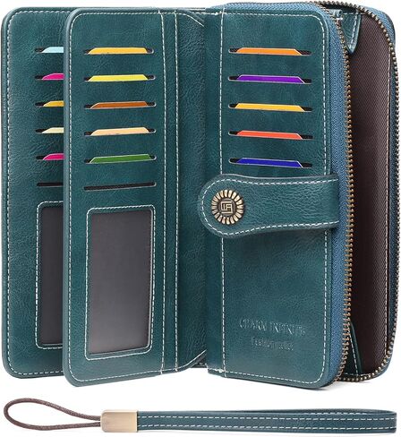 Wallet Women Clutch Leather Wristlet Wallet Fashion Embossed RFID Blocking Credit Card Holder with Strap in Saudi Arabia