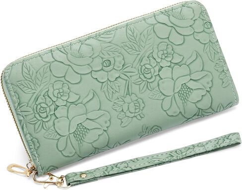 Wallet Women Clutch Leather Wristlet Wallet Fashion Embossed RFID Blocking Credit Card Holder with Strap in Saudi Arabia