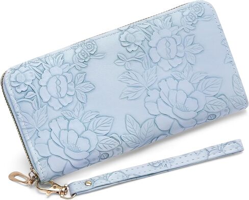 Wallet Women Clutch Leather Wristlet Wallet Fashion Embossed RFID Blocking Credit Card Holder with Strap in Saudi Arabia