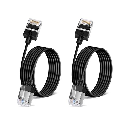 كابل Ethernet Thin Thin Thin Thin 1.6 قدم 5pack ، 90 درجة بزاوية يمين ، 10 جيجابت في الثانية كابل نحيف عالية السرعة ، 250 ميجا هرتز ، حبل إيثرنت مرن RJ45 ، لجهاز الكمبيوتر ، جهاز التوجيه ، PS4/5 (أسود) in Kuwait