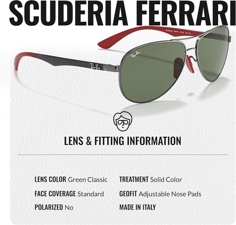 Ray-Ban RB8313M SCUDERIA FERRARI COLLECTION Pilot Shaped Sunglasses for Men & Women with Official RAYBAN Eyewear Kit in Saudi Arabia