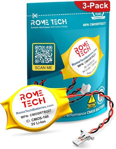بطارية Rome Tech ML1220 CMOS BIOS لجهاز Dell XPS 13 9350/Dell XPS 13 9343/Dell XPS 13 9360/Dell XPS 13 9365 2 في 1/Dell XPS 15 9550/9560 - بطارية احتياطية للكمبيوتر المحمول RTC ML 1220 مع كابلين سلكيين in Saudi Arabia