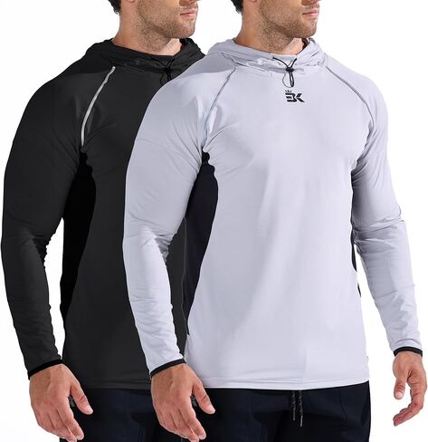 Gesaofa Mens Lightup Running Hoodie Shirts Light Weight Workout Hoodies Mesh Breathable Long Sleeve Hooded Shirt for Men in Saudi Arabia
