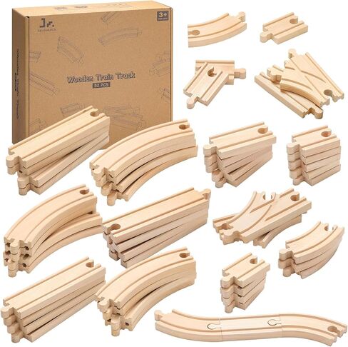 SainSmart Jr. Wooden Train Track Accessories Bridge Tunnel, Wooden Train Track Bridge Compatible with Thomas, Brio, Chuggington, Melissa and Doug, Made of Sturdy Hardwood for Long-Term Play in Saudi Arabia
