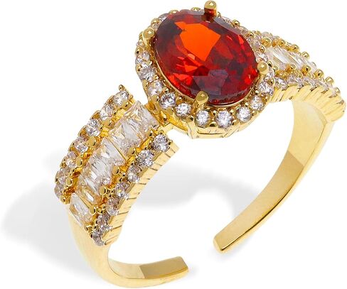 Chunky Gold Ruby Open Rings for Women, Statement Sparkly Adjustable Cut Oval Cubic Zirconia Red Rhinestone Stackable Finger Ring Prom Anniversary Birthday Holiday Jewelry Gift in Saudi Arabia