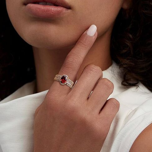 Chunky Gold Ruby Open Rings for Women, Statement Sparkly Adjustable Cut Oval Cubic Zirconia Red Rhinestone Stackable Finger Ring Prom Anniversary Birthday Holiday Jewelry Gift in Saudi Arabia