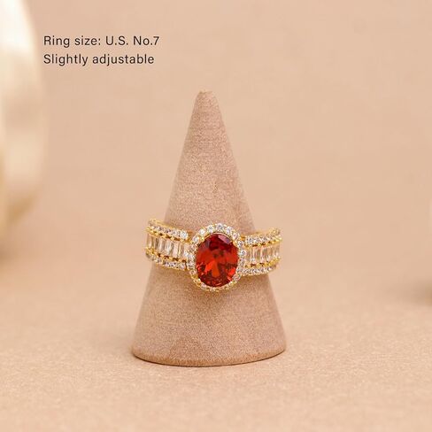 Chunky Gold Ruby Open Rings for Women, Statement Sparkly Adjustable Cut Oval Cubic Zirconia Red Rhinestone Stackable Finger Ring Prom Anniversary Birthday Holiday Jewelry Gift in Saudi Arabia