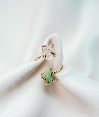 Personalized Gemstone Stacking Rings, Raw Gemstone Ring for Women, Unique Gifts for Her, Gold Plated Rings, Adjustable Statement Rings, Raw Crystal Rings, Customizable Rings in Saudi Arabia