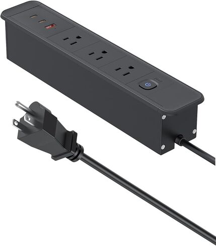 شريط الطاقة المريح على الجانب المزدوج مع منافذ USB C 65W ، شحن سريع USB منفذ منفذ مريح ، محطة شحن مخفية للأثاث للطاولة الجانبية ، الطاولة النهائية ، مكتب الكمبيوتر ، مع سلك الطاقة 6 قدم. in Kuwait