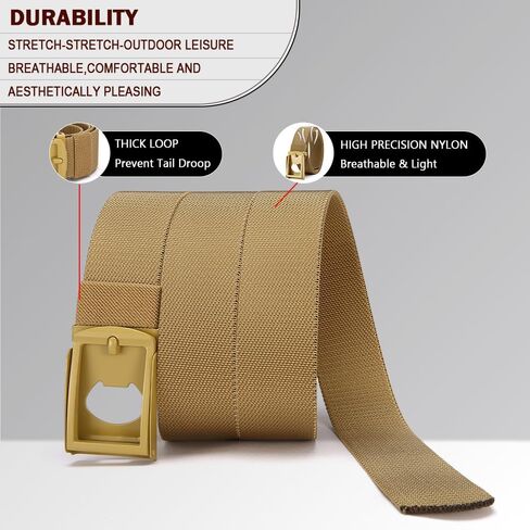 DOOPAI Stretch Canvas Belt for Men, Adjustable Elastic Holeless Web Belt for Casual, Golf, and Work, with Bottle Opener in Saudi Arabia