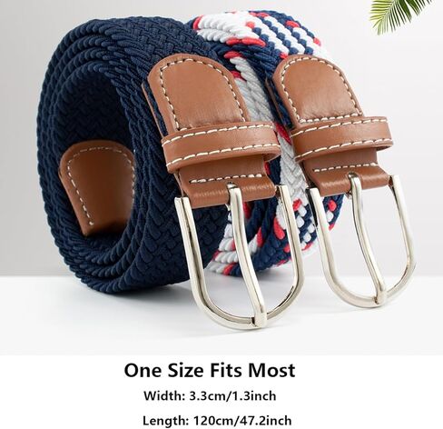 Braided Elastic Belt - Stretchy Waist Belt for Men & Women, Comfortable Flexible Strap with Adjustable Buckle in Saudi Arabia