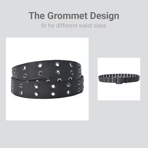 Men's Double Prong Belt 39'' to 71'' Big and Tall Men Nylon Black Grommet Belts in Saudi Arabia