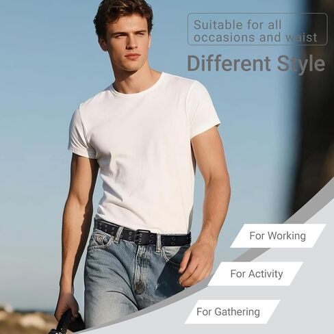 Men's Double Prong Belt 39'' to 71'' Big and Tall Men Nylon Black Grommet Belts in Saudi Arabia