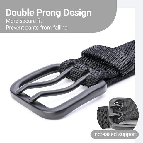 Men's Double Prong Belt 39'' to 71'' Big and Tall Men Nylon Black Grommet Belts in Saudi Arabia