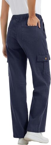 Women Chino Cargo Pants High Waisted Stretchy Fall Pants Women's Drawstring Pull On Trousers in Saudi Arabia