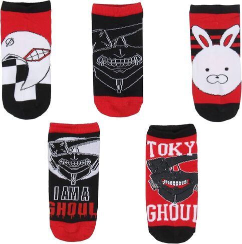 Bioworld Tokyo Ghoul Socks للكبار أقنعة الرسوم المتحركة No Show مزيج وتطابق جوارب الكاحل 5 أزواج in Kuwait