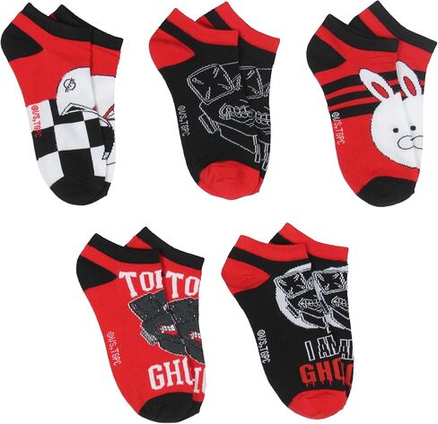 Bioworld Tokyo Ghoul Socks للكبار أقنعة الرسوم المتحركة No Show مزيج وتطابق جوارب الكاحل 5 أزواج in Kuwait